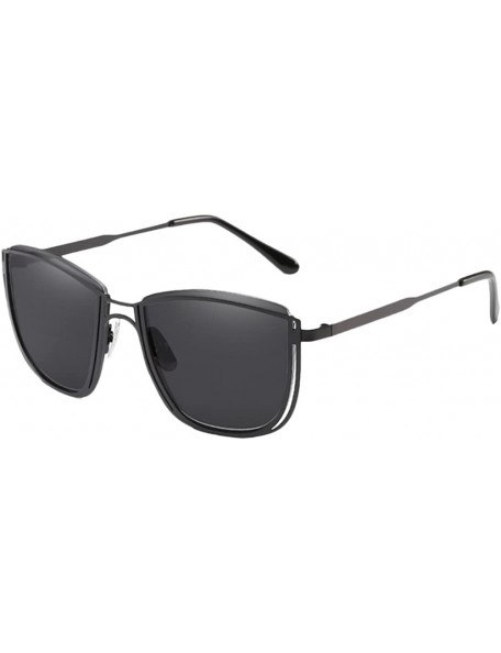 Square Square Retro Outdoor Travel Unisex Sunglasses with Exquisite Metal Frame - Black - CH18CGOQI2L $15.31