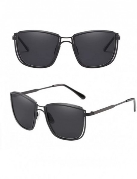 Square Square Retro Outdoor Travel Unisex Sunglasses with Exquisite Metal Frame - Black - CH18CGOQI2L $15.31