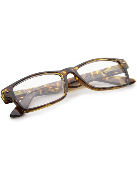 Rectangular Casual Horn Rimmed Clear Lens Rectangular Glasses 51mm - Tortoise / Clear - CF12N27XPL5 $8.24