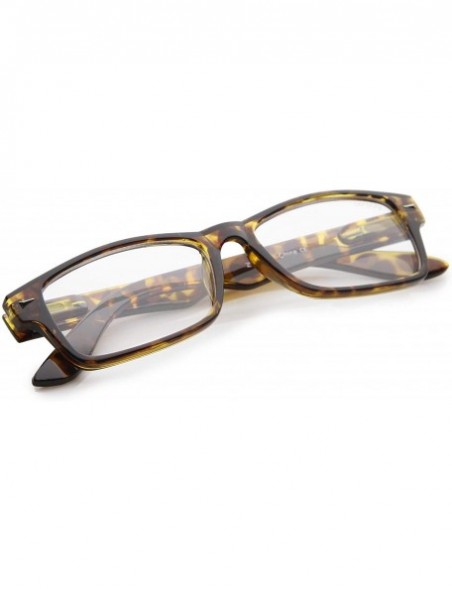 Rectangular Casual Horn Rimmed Clear Lens Rectangular Glasses 51mm - Tortoise / Clear - CF12N27XPL5 $8.24