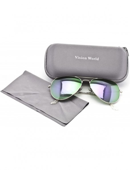 Aviator Premium Glass Lens Aviator/w Mirror Reflective Revo Color Lens Sunglasses - Purplish Green - C7126ZGY4SN $16.65