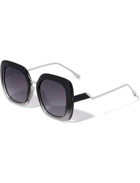 Round Round Square Zigzag Temple Fashion Sunglasses - Smoke Semi Clear - C8196XI27QX $14.80