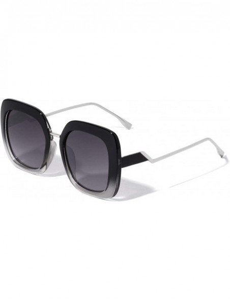 Round Round Square Zigzag Temple Fashion Sunglasses - Smoke Semi Clear - C8196XI27QX $14.80