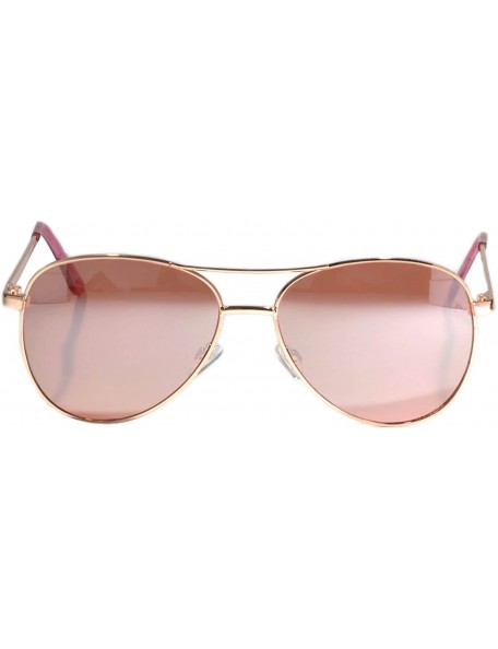 Aviator Women's Aviator Metal Classic Sunglasses UV400 Protection Gold Rose Mirror - CE189Q4NW3H $10.97