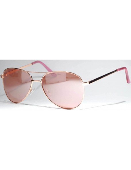 Aviator Women's Aviator Metal Classic Sunglasses UV400 Protection Gold Rose Mirror - CE189Q4NW3H $10.97