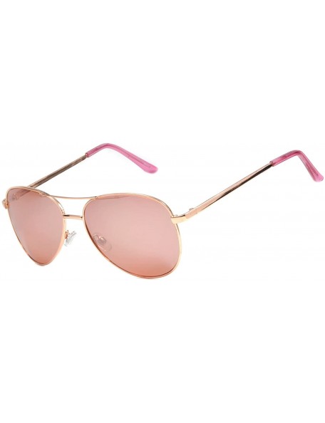 Aviator Women's Aviator Metal Classic Sunglasses UV400 Protection Gold Rose Mirror - CE189Q4NW3H $10.97