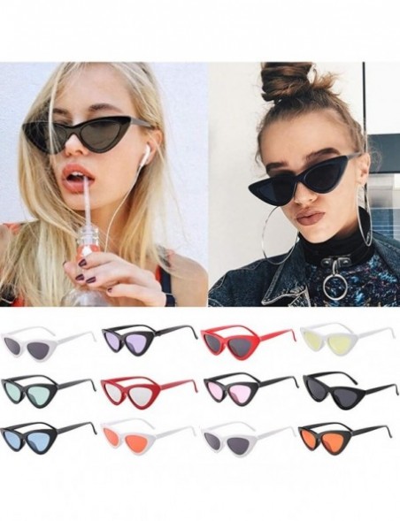 Semi-rimless Retro Vintage Sunglasses for Women Goggles Plastic Frame Glasses Cat Eye Colorful Lens Plastic Frame Eyewear - B...