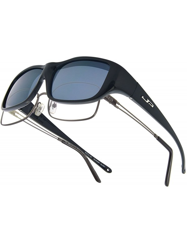 Rectangular Fitovers Eyewear Sunglasses - Quamby / Frame Eternal Black Lens Polarvue Grey - CQ11D70VFWJ $57.02