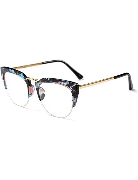 Semi-rimless Transparent Half Frame Women Men Cat Sunglasses Brand Designer UV400 Oversized - Mixed Frame - C512L5BZM07 $9.73