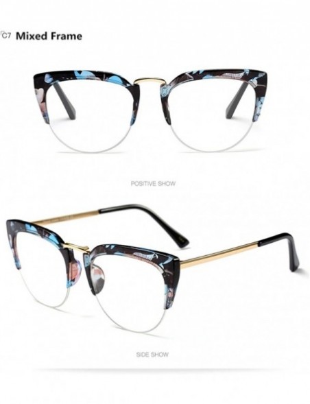 Semi-rimless Transparent Half Frame Women Men Cat Sunglasses Brand Designer UV400 Oversized - Mixed Frame - C512L5BZM07 $9.73