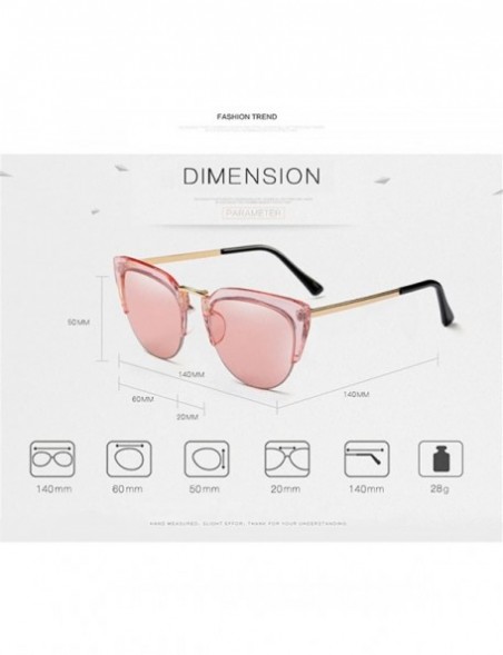 Semi-rimless Transparent Half Frame Women Men Cat Sunglasses Brand Designer UV400 Oversized - Mixed Frame - C512L5BZM07 $9.73