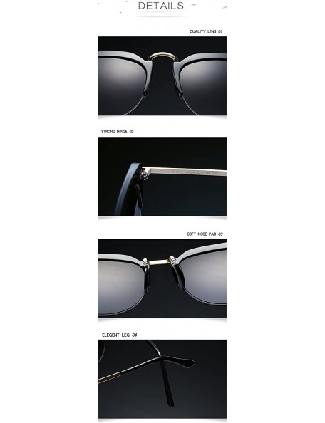 Semi-rimless Transparent Half Frame Women Men Cat Sunglasses Brand Designer UV400 Oversized - Mixed Frame - C512L5BZM07 $9.73