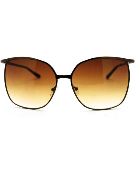 Butterfly Womens Thin Metal Oversized Rectangular Retro Horn Rim Fashion Sunglasses - Brown - CP11MCKYFIV $8.71