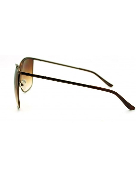 Butterfly Womens Thin Metal Oversized Rectangular Retro Horn Rim Fashion Sunglasses - Brown - CP11MCKYFIV $8.71