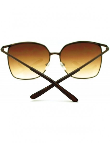Butterfly Womens Thin Metal Oversized Rectangular Retro Horn Rim Fashion Sunglasses - Brown - CP11MCKYFIV $8.71