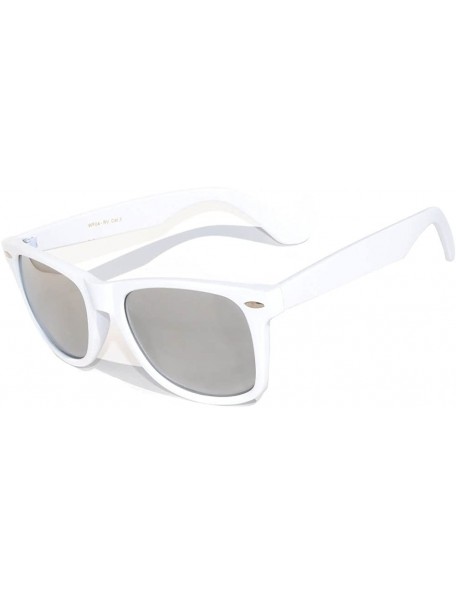 Rectangular Many Colors Retro Vintage Wayfarer Full Mirror Lens Sunglasses Black Matte Frame - White - Silver - C511NLC0GX7 $...