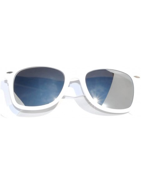 Rectangular Many Colors Retro Vintage Wayfarer Full Mirror Lens Sunglasses Black Matte Frame - White - Silver - C511NLC0GX7 $...