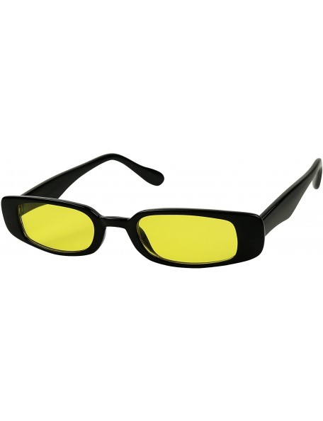 Oval Slim Classic Rectangular Sunglasses UV Protection 90's Vintage Small Wide Retro Frame Fashion Shades - CC196237T8Q $11.59