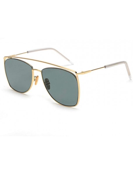 Oversized Oversized Unisex Sunglasses Fashion Brand Designer Metal Frame Square Sun glasses UV400 - Green - C918LTYCC8D $10.21