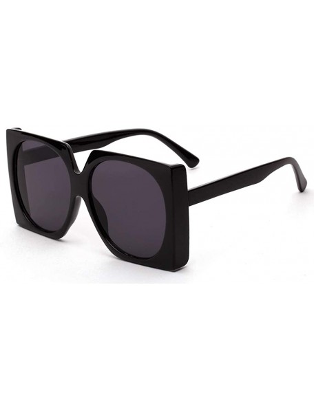 Oversized Big Men Square Sunglasses Women Oversized Black Sun Glassess Female Retro Uv400 - Full Black - CF18X22G8QS $9.59