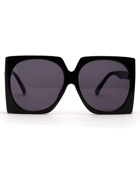 Oversized Big Men Square Sunglasses Women Oversized Black Sun Glassess Female Retro Uv400 - Full Black - CF18X22G8QS $9.59