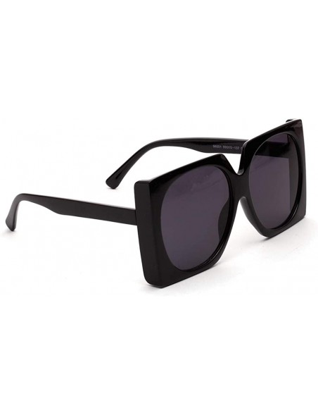 Oversized Big Men Square Sunglasses Women Oversized Black Sun Glassess Female Retro Uv400 - Full Black - CF18X22G8QS $9.59