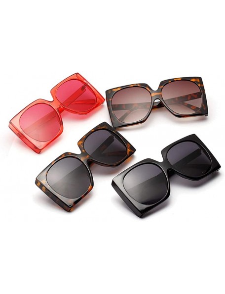 Oversized Big Men Square Sunglasses Women Oversized Black Sun Glassess Female Retro Uv400 - Full Black - CF18X22G8QS $9.59