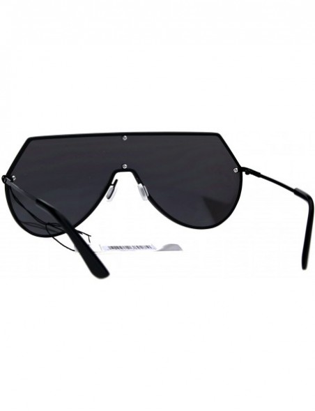 Shield Shield Frame Sunglasses Rims Behind Lens Flat Top Angled Futuristic Shades - Silver (Silver Mirror) - C1186K4D9XY $13.29