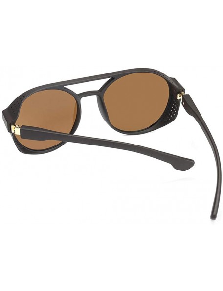 Round Vintage Sunglasses- Fashion Irregular Shape Glasses Retro Style Unisex - Brown - CO18RQYIX3K $6.90