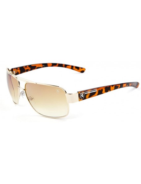 Square Top Bar One Line Metal Cut Classic Square Aviator Sunglasses - Brown Demi - CP190ERN7UA $15.47