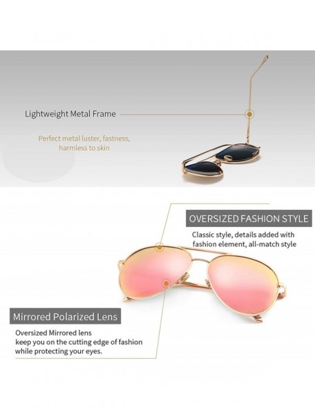 Round Women's Lightweight Oversized Aviator Sunglasses - Mirrored Polarized Lens - CL184XSYHD0 $13.08