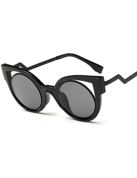 Goggle Retro Men Women Sunglasses Metal Polarized Cat Eye Flat Lens Coating Glasses Eyewear - Black - CZ18DDHZSMS $22.21