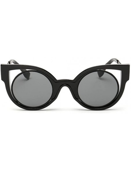 Goggle Retro Men Women Sunglasses Metal Polarized Cat Eye Flat Lens Coating Glasses Eyewear - Black - CZ18DDHZSMS $22.21