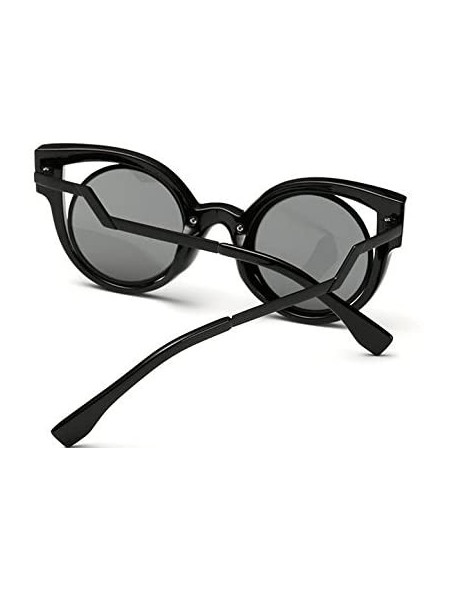 Goggle Retro Men Women Sunglasses Metal Polarized Cat Eye Flat Lens Coating Glasses Eyewear - Black - CZ18DDHZSMS $22.21