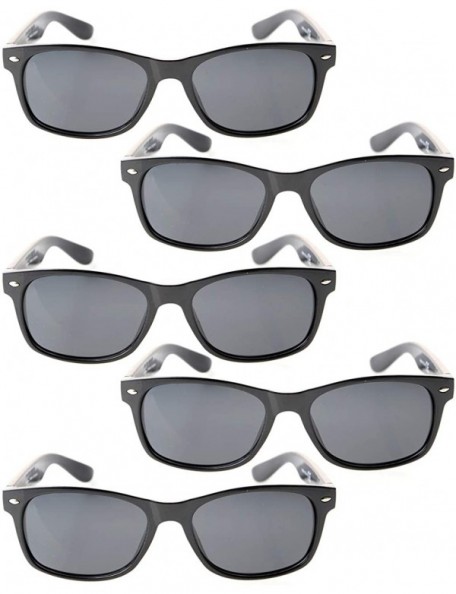 Square 5 Pairs Polarized Sunglasses Classic Frame For Men Women - 5pcs Black Frame-grey Lens - CR18ATZQUY6 $23.51