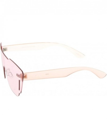 Rimless Oversize Rimless Cutout Thick Arms Tinted Mono Lens Shield Sunglasses 73mm - Pink - CR17Z7K9LL0 $10.96