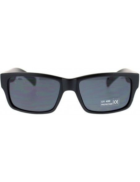 Rectangular Men's Classic Rectangular Sunglasses Casual Everyday Shades - Matte Black - CE11P6MGLIJ $8.03