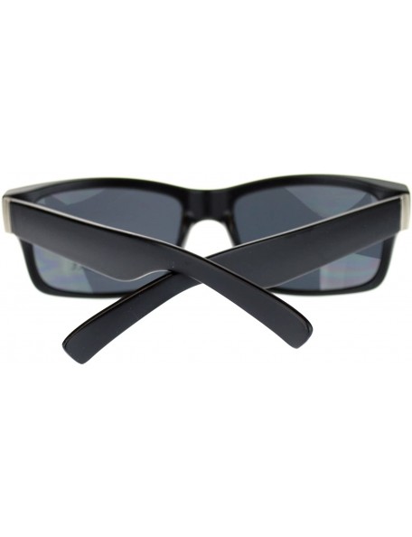 Rectangular Men's Classic Rectangular Sunglasses Casual Everyday Shades - Matte Black - CE11P6MGLIJ $8.03