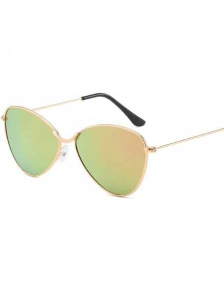 Oversized Classic style Cateye Sunglasses for Unisex Metal PC UV 400 Protection Sunglasses - Gold Pink - CV18SAR566R $13.88