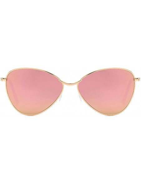 Oversized Classic style Cateye Sunglasses for Unisex Metal PC UV 400 Protection Sunglasses - Gold Pink - CV18SAR566R $13.88