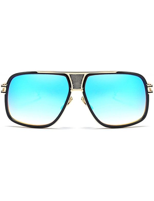 Square Metal Frame Driving Sunglasses Men Women Double-Bridge Oversized Retro Sun Protection Glasses - CI18D7HCIOO $16.55