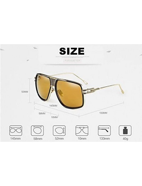 Square Metal Frame Driving Sunglasses Men Women Double-Bridge Oversized Retro Sun Protection Glasses - CI18D7HCIOO $16.55