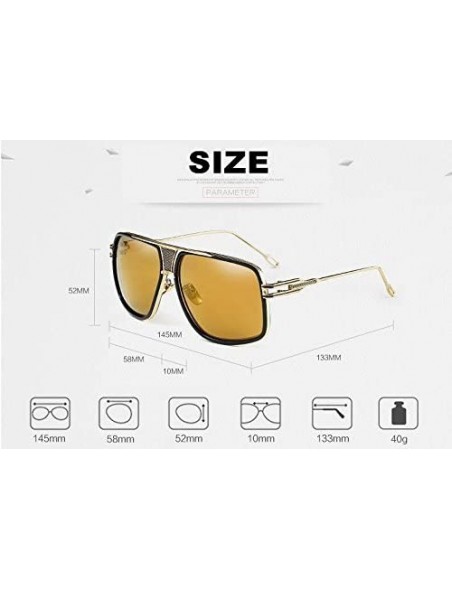 Square Metal Frame Driving Sunglasses Men Women Double-Bridge Oversized Retro Sun Protection Glasses - CI18D7HCIOO $16.55