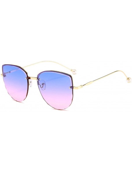 Aviator Pilot Sunglasses Women Fashion Metal Sun Glasses Cat Eye Pearl Decoration Cool Street Shot Party Sunglass - C9198ZQE2...