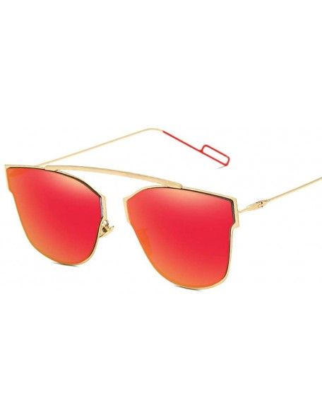 Goggle Trendy Reflective Sunglasses Hipster Sunglasses Metallic Glasses - Red Mercury in Gold Frame - CS18TILS98U $12.20