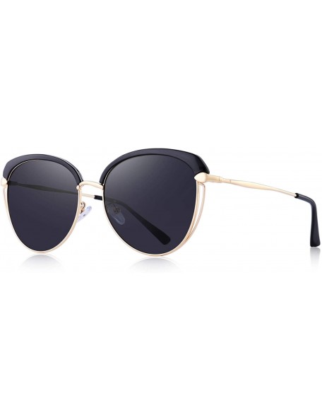 Oversized Fashion Polarized Sunglasses for Women UV400 Mirrored Lens - Black - C918RYKTZAK $39.47