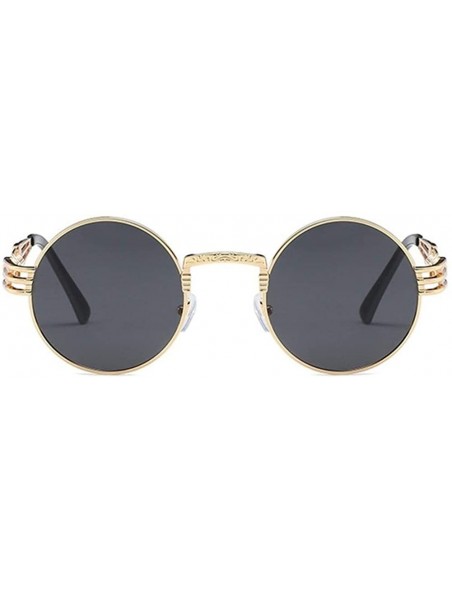 Round Steampunk Round Sunglasses for Women and Men with Spring Hings - C6 Silver Sliver - CB1989SLWSD $15.97