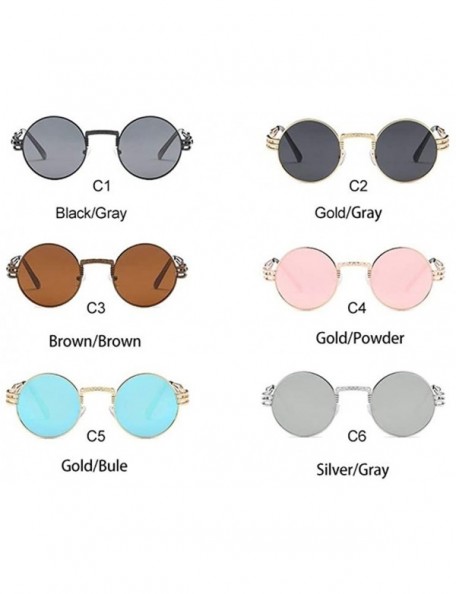 Round Steampunk Round Sunglasses for Women and Men with Spring Hings - C6 Silver Sliver - CB1989SLWSD $15.97