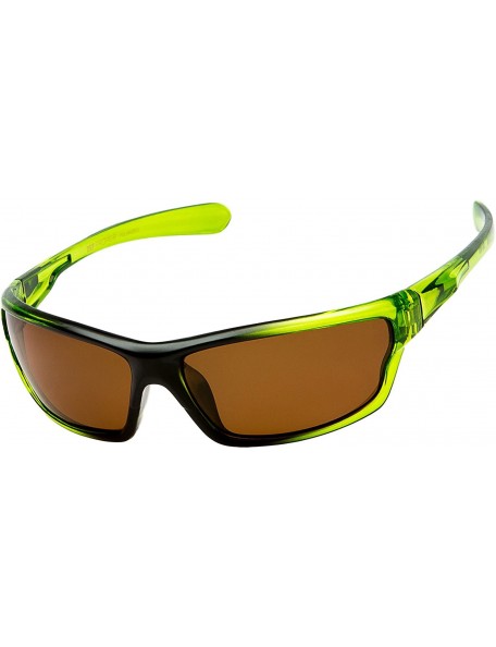 Sport Polarized Wrap Around Sports Sunglasses - Green - Amber - C018CT9IWSW $11.77