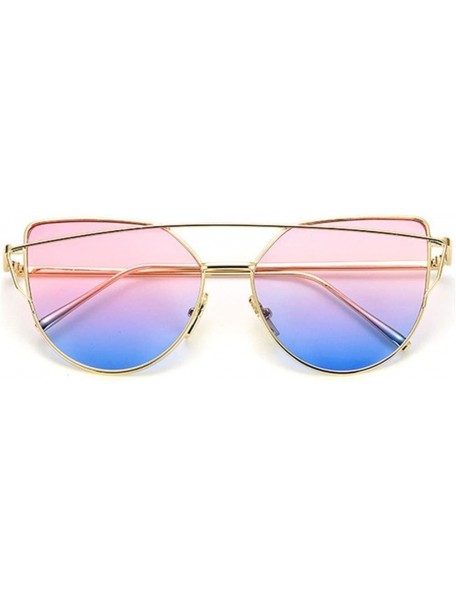 Cat Eye 2020 Cat Eye Sunglasses Women Vintage Metal Reflective Glasses for Women Mirror Retro (Color GoldRedBlue) - CD199EK0W...